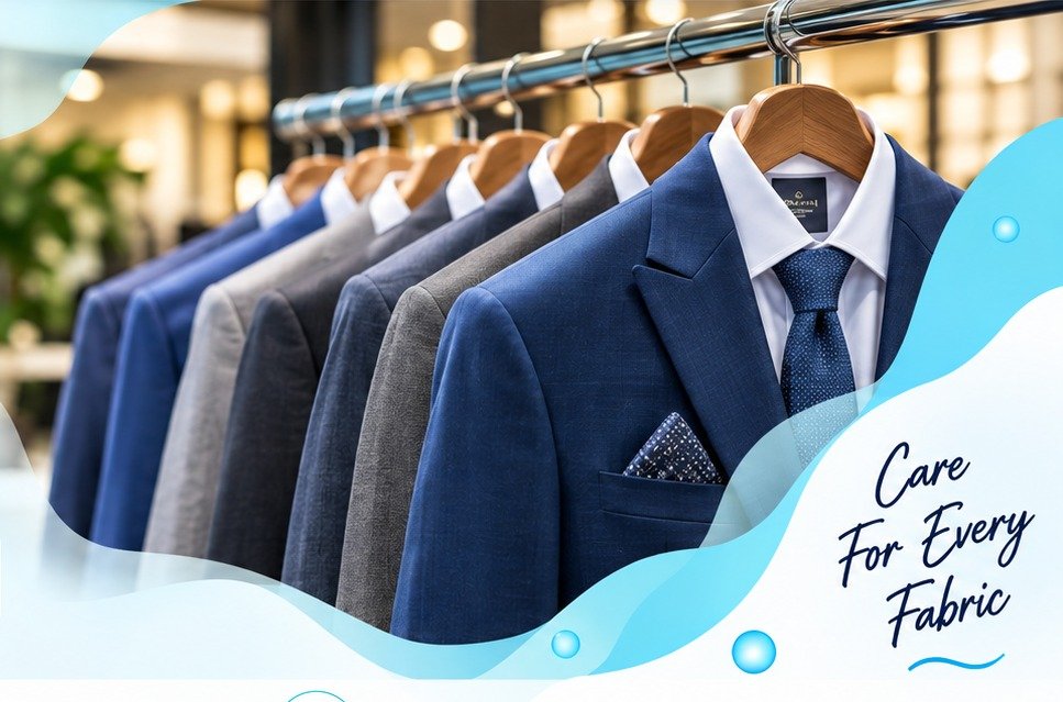 Premium coat-pant suits hanging neatly on a rack